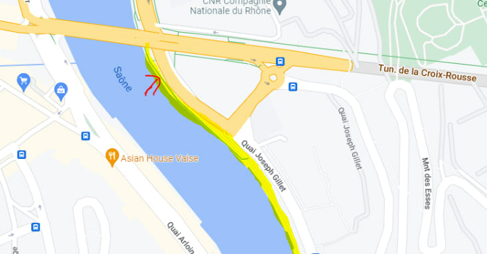  [LYON] dépollution quai de Saône rive gauche hauteur tunnel croix rousse